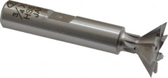 Interstate - 3/4" Diam x 5/16" Width of Cut, 45° Included Angle, Cobalt Dovetail Cutter - 3/8" Shank Diam, 1-13/16" Shank Length, 2-1/8" Overall Length - Americas Industrial Supply