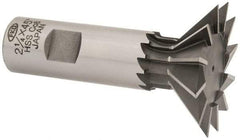 Interstate - 2-1/4" Diam x 1-1/16" Width of Cut, 45° Included Angle, Cobalt Dovetail Cutter - 1" Shank Diam, 2-11/16" Shank Length, 3-3/4" Overall Length - Americas Industrial Supply