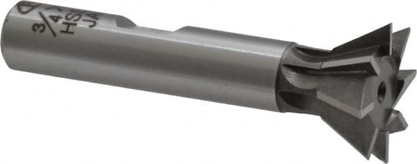 Interstate - 3/4" Diam x 5/16" Width of Cut, 60° Included Angle, Cobalt Dovetail Cutter - 3/8" Shank Diam, 2-1/8" Overall Length, Uncoated - Americas Industrial Supply