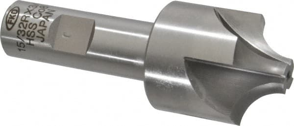 Interstate - 15/32" Radius, 1-3/8" Mill Diam, 4 Flute Cobalt Corner Rounding End Mill - Single End, Uncoated, 3-3/4" OAL, 3/4" Shank Diam - Americas Industrial Supply