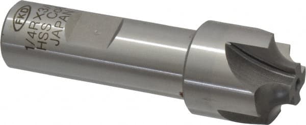 Interstate - 1/4" Radius, 1" Mill Diam, 4 Flute Cobalt Corner Rounding End Mill - Single End, Uncoated, 3-1/4" OAL, 3/4" Shank Diam - Americas Industrial Supply