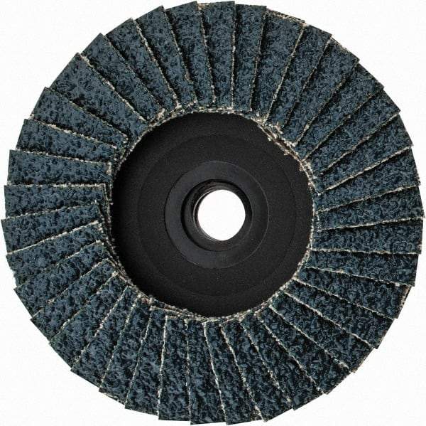 Weiler - 36 Grit, 3" Disc Diam, Type 29 Zirconia Alumina Flap Disc - 20,000 Max RPM, Plastic Backing, Quick Change Type S Attaching System, Coated - Americas Industrial Supply
