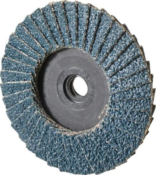 Weiler - 40 Grit, 3" Disc Diam, Type 29 Zirconia Alumina Flap Disc - 20,000 Max RPM, Plastic Backing, Quick Change Type S Attaching System, Coated - Americas Industrial Supply
