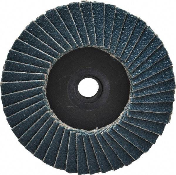 Weiler - 60 Grit, 3" Disc Diam, Type 29 Zirconia Alumina Flap Disc - 20,000 Max RPM, Plastic Backing, Quick Change Type S Attaching System, Coated - Americas Industrial Supply