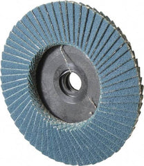 Weiler - 120 Grit, 3" Disc Diam, Type 29 Zirconia Alumina Flap Disc - 20,000 Max RPM, Plastic Backing, Quick Change Type S Attaching System, Coated - Americas Industrial Supply