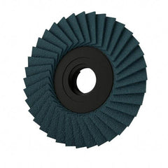 Weiler - 36 Grit, 3" Disc Diam, Type 27 Zirconia Alumina Flap Disc - 20,000 Max RPM, Plastic Backing, Quick Change Type S Attaching System, Coated - Americas Industrial Supply
