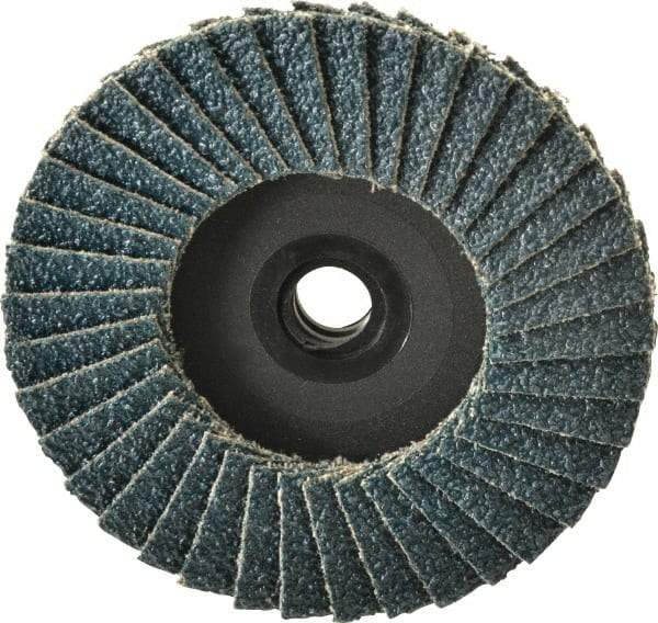 Weiler - 40 Grit, 3" Disc Diam, Type 27 Zirconia Alumina Flap Disc - 20,000 Max RPM, Plastic Backing, Quick Change Type S Attaching System, Coated - Americas Industrial Supply