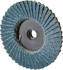 Weiler - 60 Grit, 3" Disc Diam, Type 27 Zirconia Alumina Flap Disc - 20,000 Max RPM, Plastic Backing, Quick Change Type S Attaching System, Coated - Americas Industrial Supply