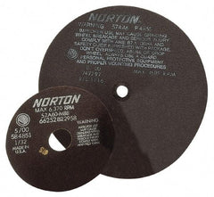Norton - 12" 60 Grit Aluminum Oxide Cutoff Wheel - 1/16" Thick, 3" Arbor, 4,585 Max RPM - Americas Industrial Supply