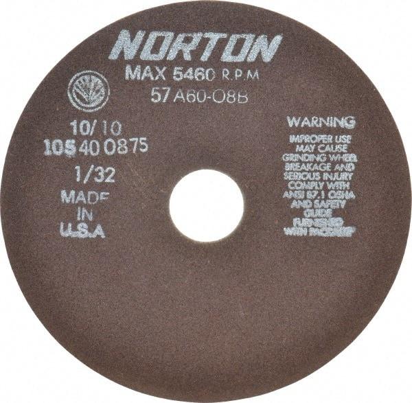 Norton - 7" 60 Grit Aluminum Oxide Cutoff Wheel - 1/32" Thick, 1-1/4" Arbor, 5,460 Max RPM, Use with Stationary Tools - Americas Industrial Supply