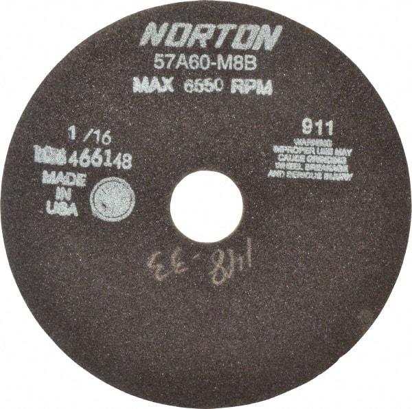 Norton - 7" 46 Grit Aluminum Oxide Cutoff Wheel - 1/16" Thick, 1-1/4" Arbor, 6,550 Max RPM, Use with Stationary Tools - Americas Industrial Supply