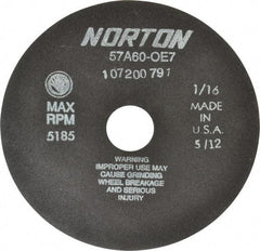 Norton - 7" 60 Grit Aluminum Oxide Cutoff Wheel - 1/16" Thick, 1-1/4" Arbor, 5,185 Max RPM, Use with Stationary Tools - Americas Industrial Supply