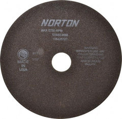 Norton - 8" 60 Grit Aluminum Oxide Cutoff Wheel - 1/16" Thick, 1-1/4" Arbor, 5,730 Max RPM, Use with Stationary Tools - Americas Industrial Supply