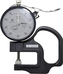 Mitutoyo - 0 to 1/2 Inch Measurement, 0.001 Inch Graduation, 1.1811 Inch Throat Depth, Dial Thickness Gage - 0.001 Inch Accuracy, 1.4 N Force, 2 Inch Dial Diameter - Americas Industrial Supply