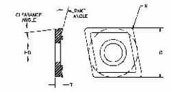 Parlec - CDCD051600 Diamond Tipped Boring Insert - 80° Diamond, 15° Relief Angle, 5/32" Inscr Circle, 0.04" Thick, 1/64" Corner Radius - Americas Industrial Supply