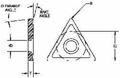 Parlec - TDAB051600 Diamond Tipped Boring Insert - 60° Triangle, 15° Relief Angle, 5/32" Inscr Circle, 3/64" Thick, 1/64" Corner Radius - Americas Industrial Supply