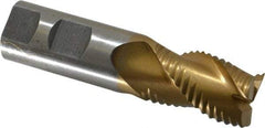 Interstate - 1" Diam, Coarse Pitch, 1-5/8" LOC, 3 Flute Cobalt Roughing Square End Mill - TiN Finish, 4-1/8" OAL, 1" Shank Diam, Single End, Centercutting - Americas Industrial Supply