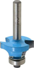 ROMAN CARBIDE - 1" Cut Diam, 1/2" Length of Cut, 2 Flute, Round-Over, Edge Profile Router Bit - Carbide-Tipped, 1/4" Shank Diam, 1-1/4" Shank Length, 2" OAL, Uncoated, Piloted - Americas Industrial Supply
