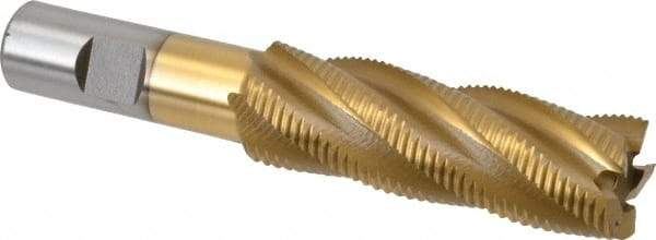 Interstate - 1" Diam, Fine Pitch, 3" LOC, 5 Flute Cobalt Roughing Square End Mill - TiN Finish, 5-1/4" OAL, 3/4" Shank Diam, Single End - Americas Industrial Supply