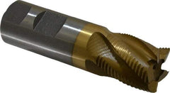 Interstate - 1" Diam, Fine Pitch, 1-1/8" LOC, 5 Flute Cobalt Roughing Square End Mill - TiN Finish, 3-5/8" OAL, 1" Shank Diam, Single End - Americas Industrial Supply