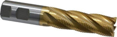 Interstate - 1" Diam, Fine Pitch, 3" LOC, 5 Flute Cobalt Roughing Square End Mill - TiN Finish, 5-1/2" OAL, 1" Shank Diam, Single End - Americas Industrial Supply