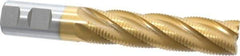 Interstate - 1" Diam, Fine Pitch, 4" LOC, 5 Flute Cobalt Roughing Square End Mill - TiN Finish, 6-1/2" OAL, 1" Shank Diam, Single End - Americas Industrial Supply