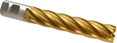 Interstate - 1-1/4" Diam, Fine Pitch, 6" LOC, 6 Flute Cobalt Roughing Square End Mill - TiN Finish, 8-1/2" OAL, 1-1/4" Shank Diam, Single End - Americas Industrial Supply