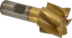 Interstate - 1-1/2" Diam, Fine Pitch, 1-1/8" LOC, 6 Flute Cobalt Roughing Square End Mill - TiN Finish, 3-3/8" OAL, 3/4" Shank Diam, Single End - Americas Industrial Supply