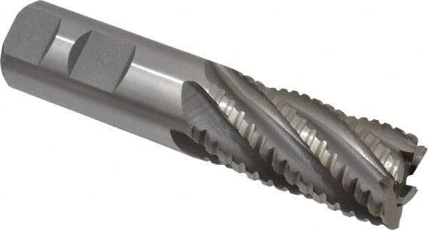 Interstate - 1" Diam, 2" LOC, 6 Flute Cobalt Roughing & Finishing Square End Mill - Uncoated, 4-1/2" OAL, 1" Shank Diam, Weldon Shank, 30° Helix, Non-Centercutting - Americas Industrial Supply