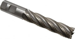 Interstate - 1" Diam, 4" LOC, 5 Flute Cobalt Roughing & Finishing Square End Mill - Uncoated, 6-1/2" OAL, 1" Shank Diam, Weldon Shank, 30° Helix, Non-Centercutting - Americas Industrial Supply