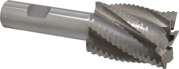 Interstate - 1-1/2" Diam, 2" LOC, 6 Flute Cobalt Roughing & Finishing Square End Mill - Uncoated, 4-1/2" OAL, 3/4" Shank Diam, Weldon Shank, 30° Helix, Non-Centercutting - Americas Industrial Supply