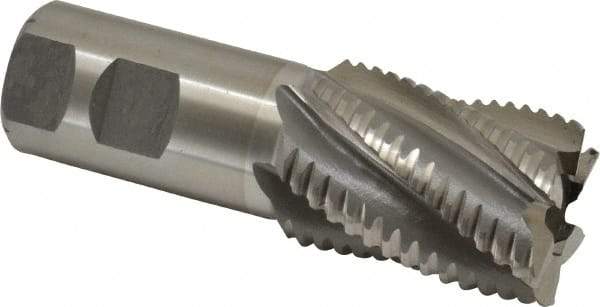 Interstate - 1-1/2" Diam, 2" LOC, 6 Flute Cobalt Roughing & Finishing Square End Mill - Uncoated, 4-1/2" OAL, 1-1/4" Shank Diam, Weldon Shank, 30° Helix, Non-Centercutting - Americas Industrial Supply