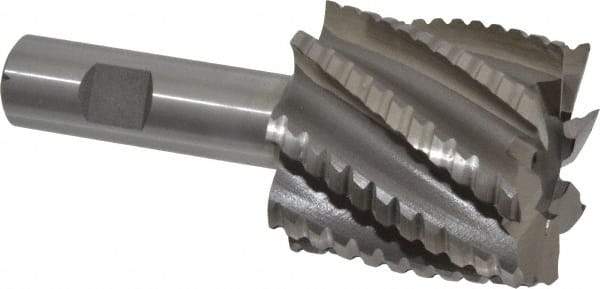 Interstate - 2" Diam, 2" LOC, 8 Flute Cobalt Roughing & Finishing Square End Mill - Uncoated, 4-1/2" OAL, 3/4" Shank Diam, Weldon Shank, 30° Helix, Non-Centercutting - Americas Industrial Supply
