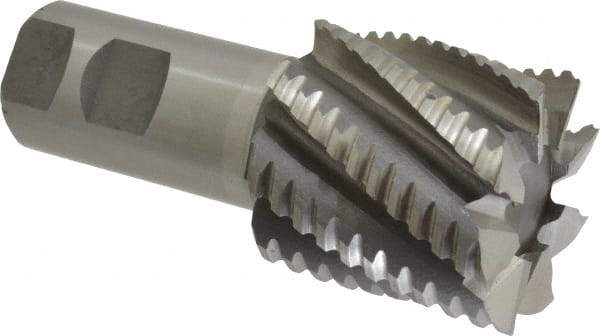 Interstate - 2" Diam, 2" LOC, 8 Flute Cobalt Roughing & Finishing Square End Mill - Uncoated, 4-1/2" OAL, 1-1/4" Shank Diam, Weldon Shank, 30° Helix, Non-Centercutting - Americas Industrial Supply