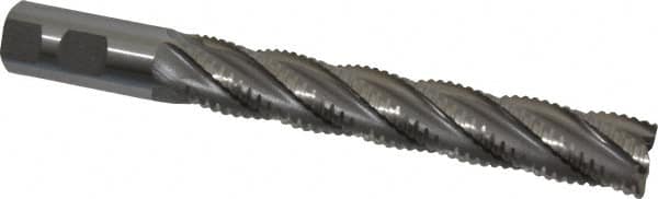Interstate - 1" Diam, 6" LOC, 5 Flute Cobalt Roughing & Finishing Square End Mill - Uncoated, 8-1/2" OAL, 1" Shank Diam, Weldon Shank, 30° Helix, Non-Centercutting - Americas Industrial Supply
