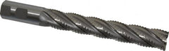Interstate - 1" Diam, 6" LOC, 5 Flute Cobalt Roughing & Finishing Square End Mill - Uncoated, 8-1/2" OAL, 1" Shank Diam, Weldon Shank, 30° Helix, Non-Centercutting - Americas Industrial Supply