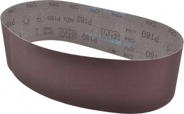 3M - 4" Wide x 36" OAL, 180 Grit, Aluminum Oxide Abrasive Belt - Aluminum Oxide, Very Fine, Coated, X Weighted Cloth Backing, Series 341D - Americas Industrial Supply