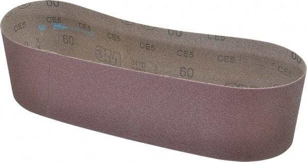 3M - 4" Wide x 36" OAL, 60 Grit, Aluminum Oxide Abrasive Belt - Aluminum Oxide, Medium, Coated, X Weighted Cloth Backing, Series 341D - Americas Industrial Supply