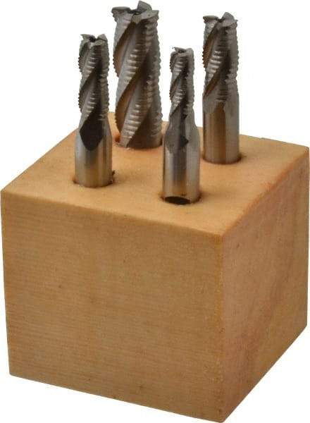 Interstate - 1/4 to 1/2", 4 Flute Square End Mill Set - Uncoated, Cobalt, Single End, 3/8, 1/2" Shank Diam, Centercutting - Americas Industrial Supply