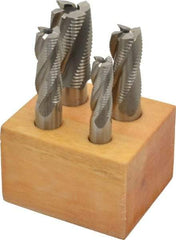 Interstate - 1/2 to 1", 4, 5 Flute Square End Mill Set - Uncoated, Cobalt, Single End, 1/2, 5/8, 3/4" Shank Diam, Centercutting - Americas Industrial Supply