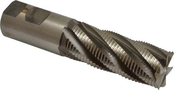 Interstate - 1-1/4" Diam, Fine Pitch, 3" LOC, 6 Flute Cobalt Roughing Square End Mill - Uncoated, 5-1/2" OAL, 1-1/4" Shank Diam, Single End - Americas Industrial Supply