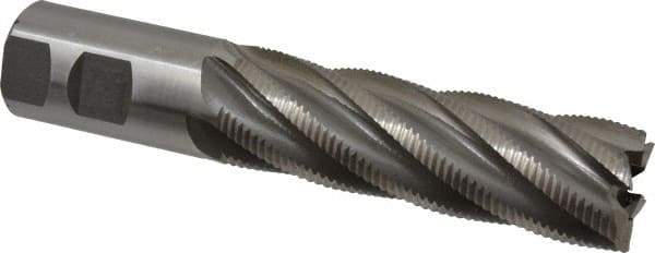 Interstate - 1-1/4" Diam, Fine Pitch, 4" LOC, 6 Flute Cobalt Roughing Square End Mill - Uncoated, 6-1/2" OAL, 1-1/4" Shank Diam, Single End - Americas Industrial Supply