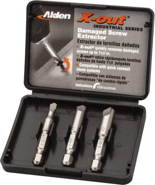 Alden - 3 Piece Quick-Connect Screw Extractor/Drill Set - Screw Range #6 to #14 - Americas Industrial Supply