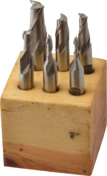 Interstate - 1/8 to 1/2", 2 Flute Square End Mill Set - Uncoated, Cobalt, Double End, 3/8, 1/2" Shank Diam, Centercutting - Americas Industrial Supply