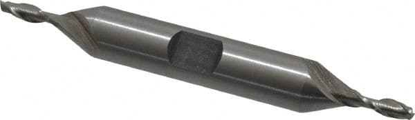 Interstate - 1/8", 3/8" LOC, 3/8" Shank Diam, 3-1/16" OAL, 2 Flute, Cobalt Square End Mill - Double End, Uncoated, Spiral Flute, Centercutting, Right Hand Cut, Right Hand Flute - Americas Industrial Supply
