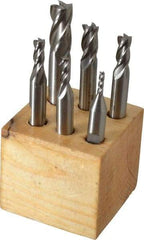 Interstate - 1/8 to 1/2", 4 Flute Square End Mill Set - Uncoated, Cobalt, Double End, 3/8 and 1/2" Shank Diam - Americas Industrial Supply