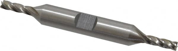 Interstate - 5/32", 7/16" LOC, 3/8" Shank Diam, 3-1/8" OAL, 4 Flute, Cobalt Square End Mill - Double End, Uncoated, Spiral Flute, Centercutting, Right Hand Cut, Right Hand Flute - Americas Industrial Supply