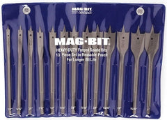 Mag-Bit - 1/4 to 1", 130° Point, Bright Finish, Carbon Steel Spade Drill Bit Set - Americas Industrial Supply