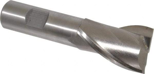 Interstate - 1-1/8", 1-5/8" LOC, 3/4" Shank Diam, 3-7/8" OAL, 2 Flute, Cobalt Square End Mill - Single End, Uncoated, Spiral Flute, Centercutting, Right Hand Cut, Right Hand Flute - Americas Industrial Supply