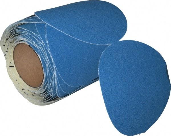 Norton - 6" Diam, 80 Grit Zirconia Alumina Adhesive PSA Disc - Coarse Grade, Blue, F Weighted Backing, Flexible - Americas Industrial Supply